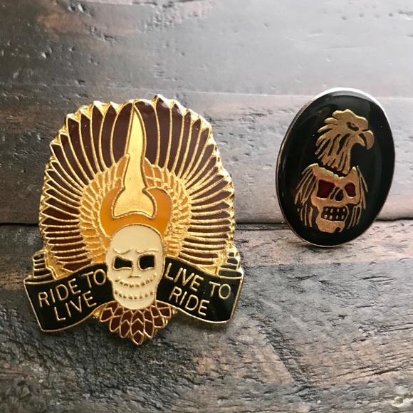Other - Vintage Skull Motorcycle Pins Other - Vintage Skull Motorcycle Pins